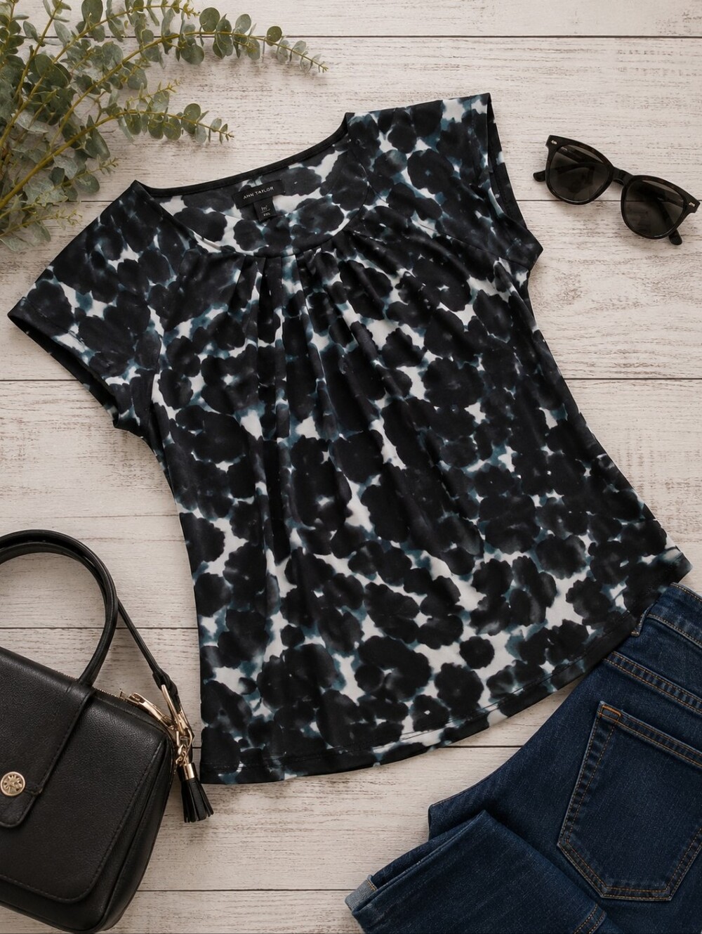 ANN TAYLOR ABSTRACT ANIMAL PRINT TOP